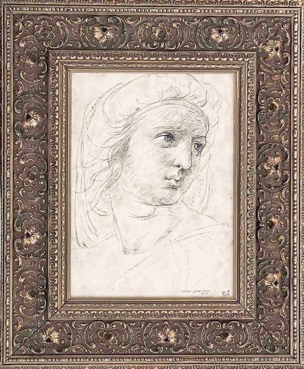 Replica Painting. Title: Head of a Muse 1510 - Raphael Sanzio 12.5x9 inches by Cosimo Geracitano.