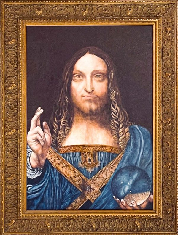 Replica Painting. Title: Salvator Mundi 1500 - Leonardo Da Vinci 26x17.75 inches by Cosimo Geracitano.