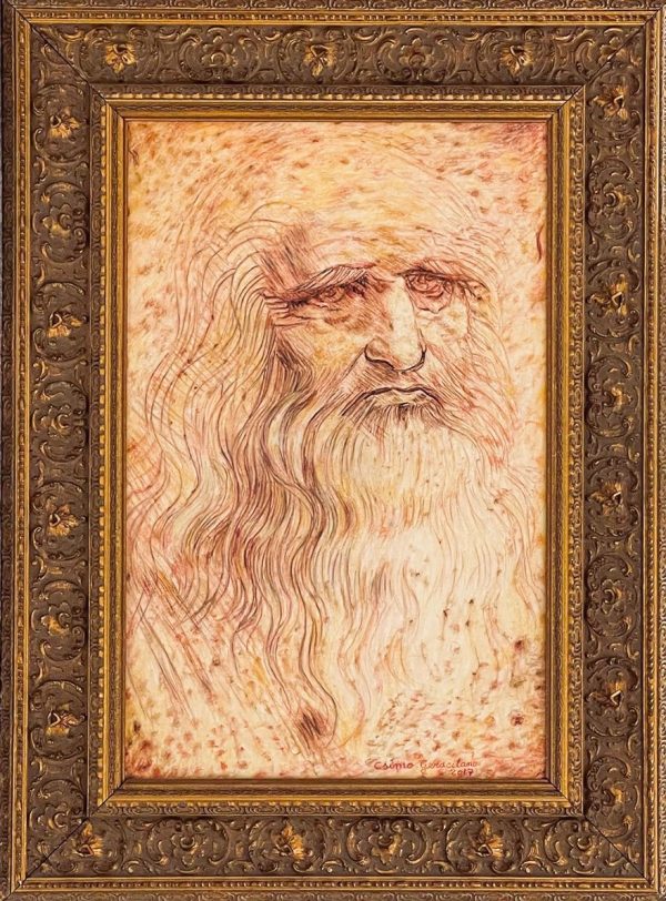 Replica Painting. Title: Self Portrait 1512 - Leonardo Da Vinci 21x14 inches by Cosimo Geracitano.