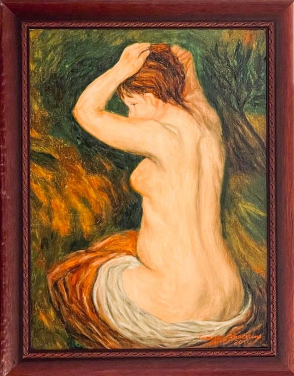 Replica Painting. Title: The Bather 1807 - Pierre Auguste Renoir 16x12 inches by Cosimo Geracitano.