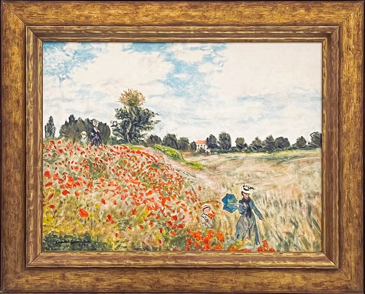 Replica Painting. Title: The Poppy Field 1873 - Claude Monet 18x24 inches by Cosimo Geracitano.