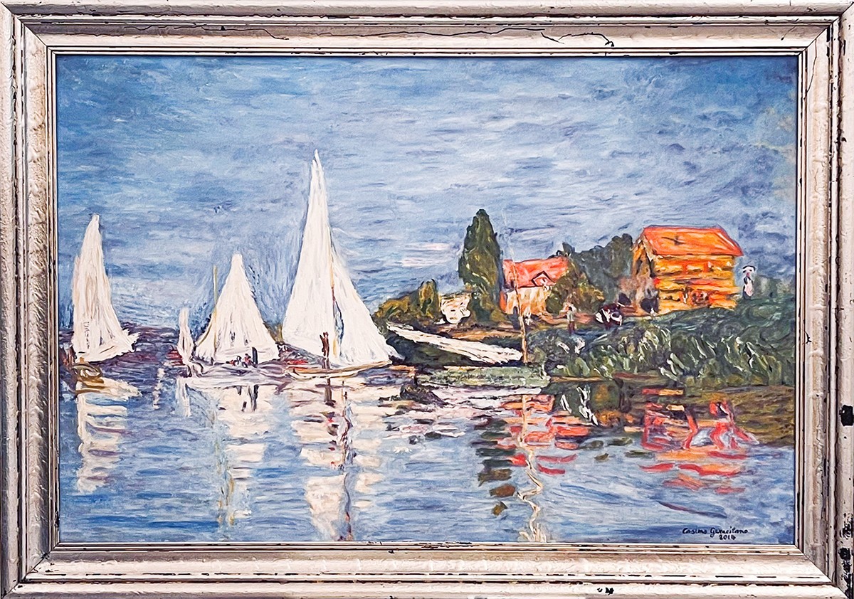 Replica Painting. Title: The Regatta at Argenteuil 1872 - Claude Monet 24x36 inches by Cosimo Geracitano