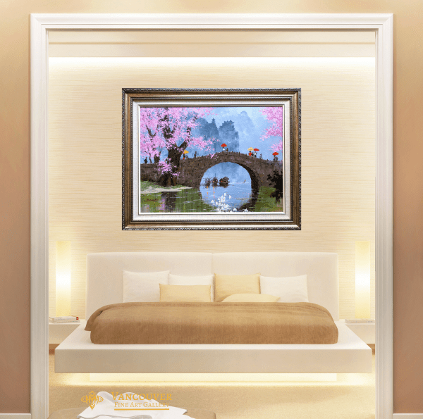 Contemporary art. Title: Blossom Bridge-18x24 in by Contemporary Canadian Artist Uncle Zeng.
