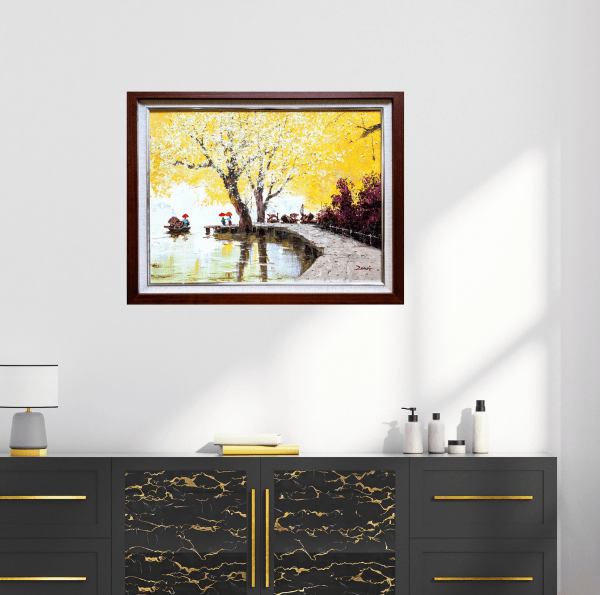 Contemporary art. Title: Yellow Tree Ferry -18x24 in by Contemporary Canadian Artist Uncle Zeng.