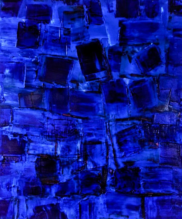 Abstract Art. Title: Indigo, Acrylic 36x30 in by Contemporary Canadian Artist David Hovan.