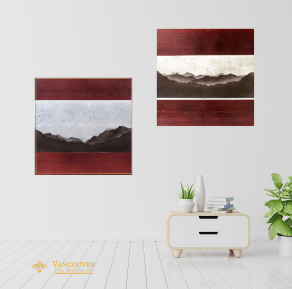 Contemporary art. Title: Mountain Lake & Rudy Lake 22x22 in/ each by Contemporary Canadian artist David Graff.