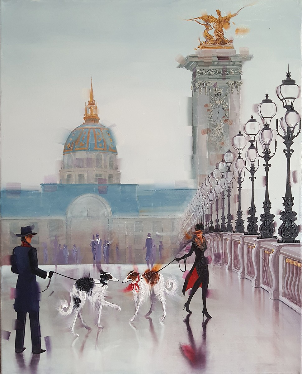 Contemporary art. Title: Pont Alexandre Ⅲ, Oil on canvas, 20x16 in Commission by Contemporary Canadian Artist Kamiar Gajoum.
