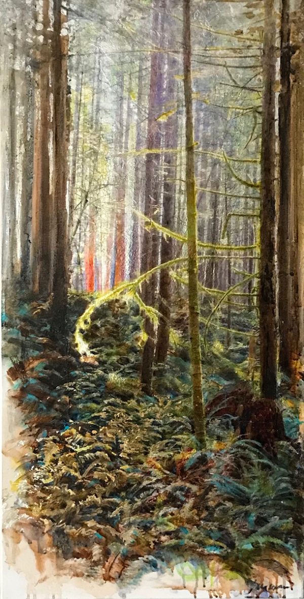 Contemporary art. Title: Forest Spirit, Mixed Media, 48x24 in by Contemporary Canadian Artist Janice McLean.