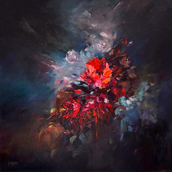 Contemporary art. Title: Power of Love, Acrylic, 36x36 in by Canadian artist Farahnaz Samari.