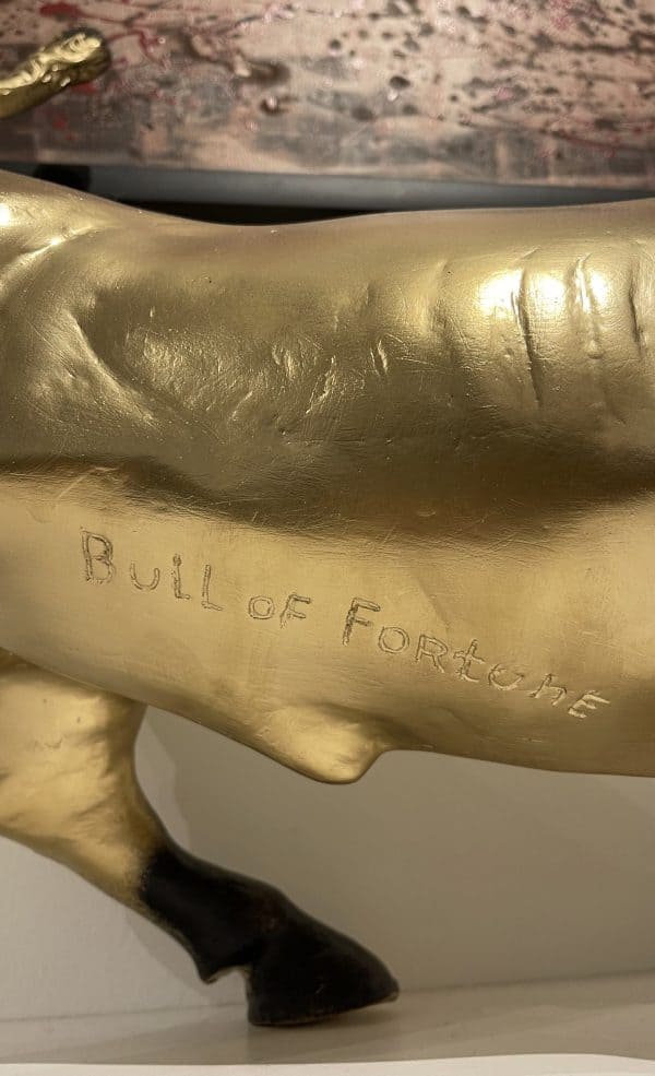 Contemporary Sculpture. Title: Bull of Fortune, 22x11x14.5 in by Contemporary Canadian artist Valeri Sokolovski.