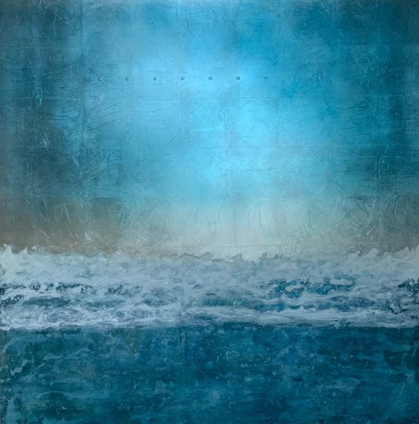 Seascape art. Title: Wave Theory #2-Mixed Media on Panel- 48x48 in by Contemporary Canadian artist David Graff.