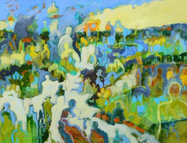 Abstract Art. Title: Apparitions, Acrylic, 33x42 in by Contemporary Canadian Artist Christine Reimer.