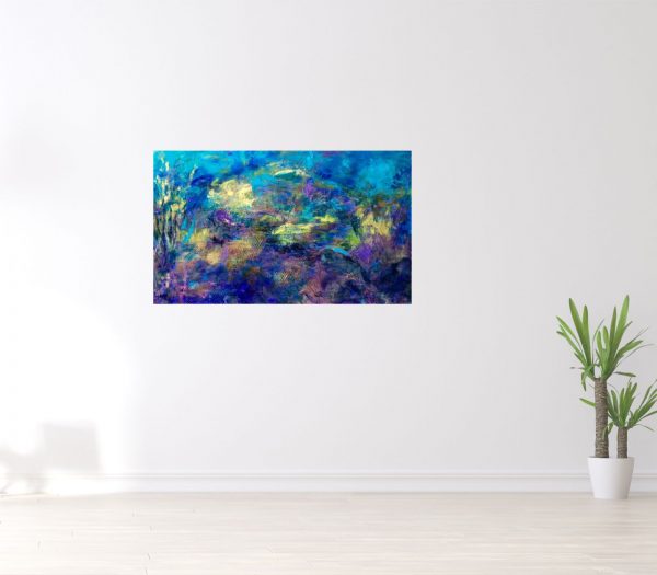 Abstract Art. Title: Mystere, Acrylic, 36x60 in by Contemporary Canadian Artist Christine Reimer.