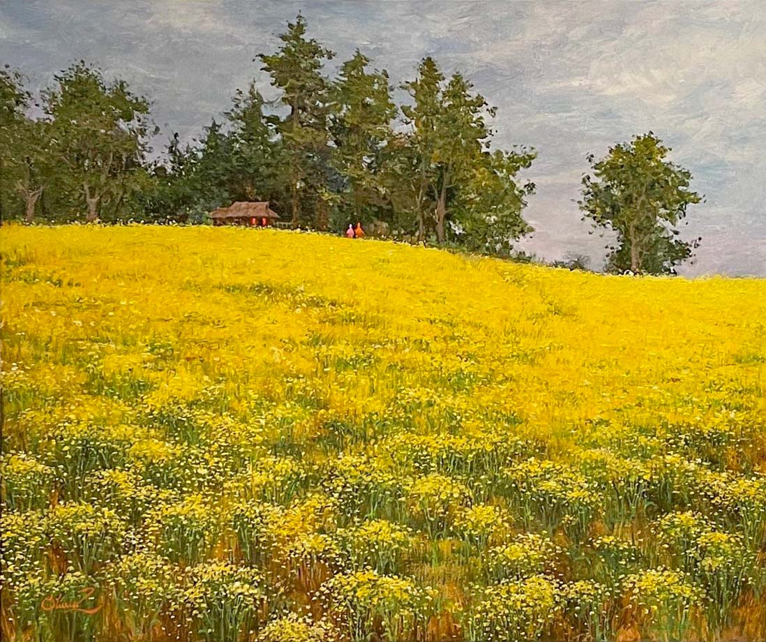 Commission Work. Title: Tansy Field, Oil, 20x24 in by Contemporary Canadian Artist Olivia Zeng.