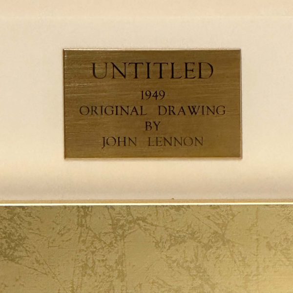Beatles John Lennon. Title: Untitled, Original Pencil Sketch, 9.5x8 in, Signe by a member of the Beatles John Lennon.
