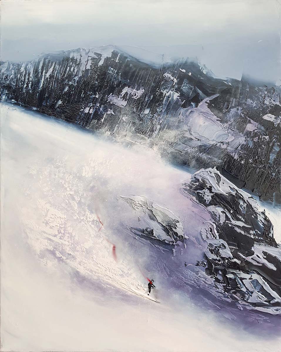 Contemporary Art. Title: Mountain Grind Ⅱ, Oil, 20x16 inches by Canadian Artist Kamiar Gajoum.