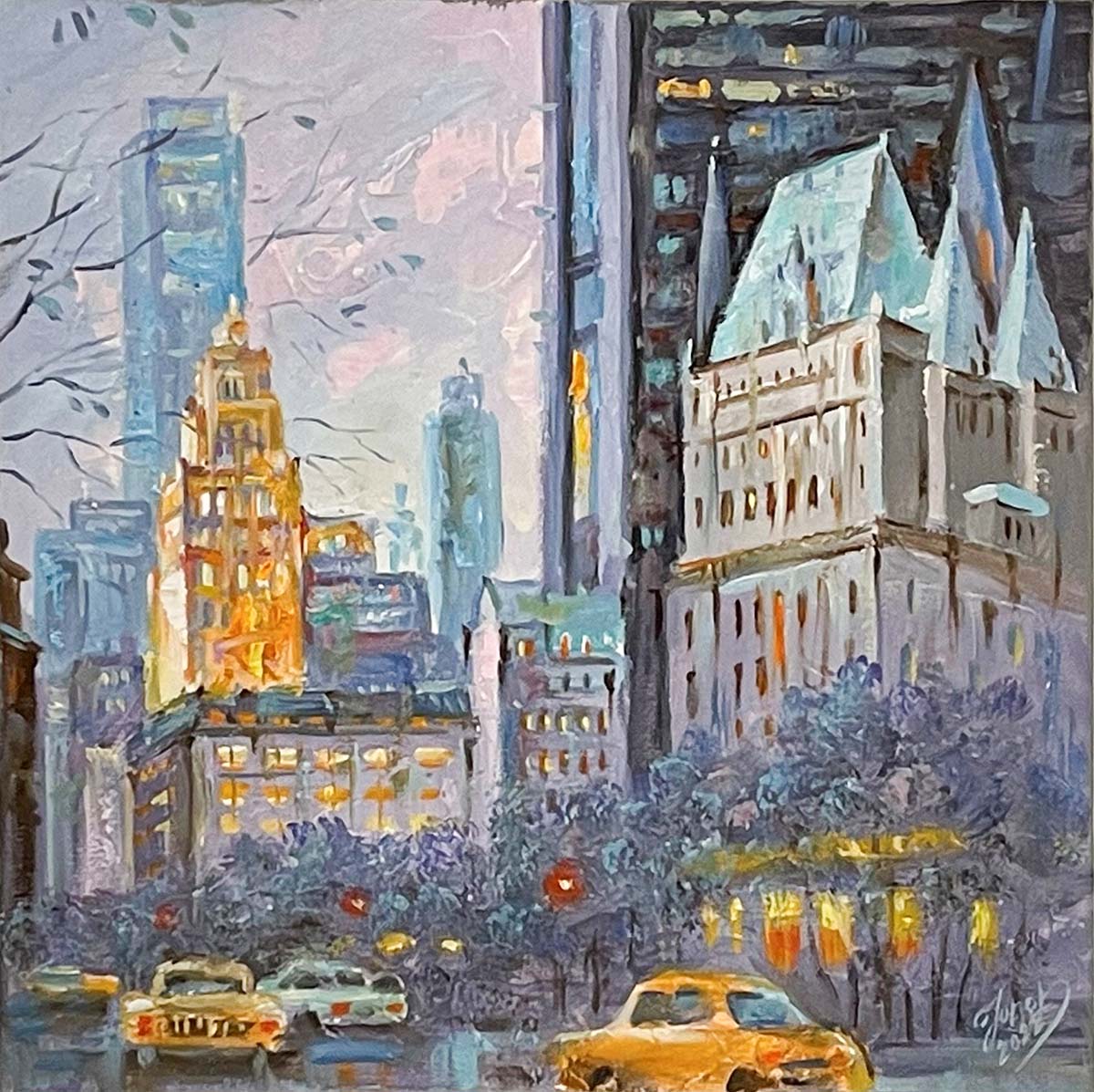 Contemporary Art. Title: Hotel Vancouver, Oil on canvas, 10x10 in by artist Mykola Yurov.