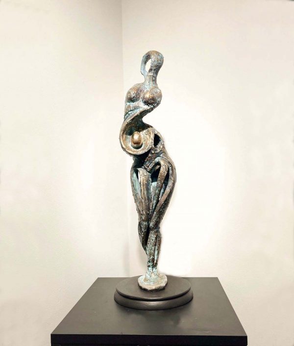 Contemporary Sculpture. Title: Mother Egg, Bronze, 8x8x26 inches by Canadian artist Tariq Kakar.