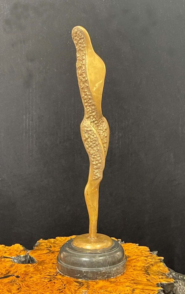 Contemporary Sculpture. Title: Side Image, Bronze, 6x6x19.5 inches by Canadian artist Tariq Kakar.