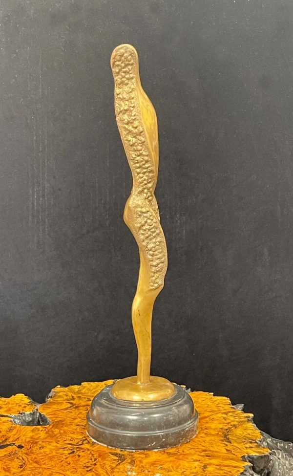 Contemporary Sculpture. Title: Side Image, Bronze, 6x6x19.5 inches by Canadian artist Tariq Kakar.