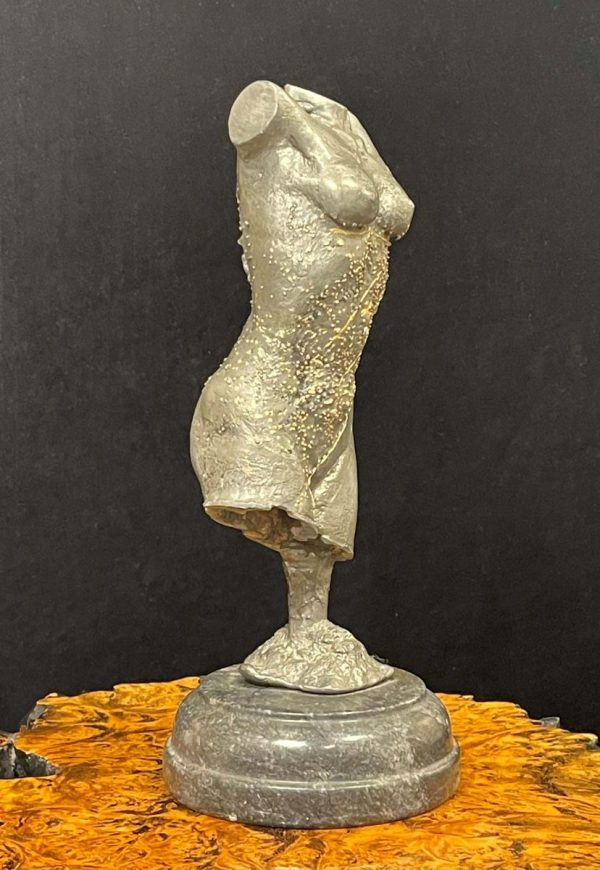 Contemporary Sculpture. Title: Woman Torso, Bronze, 6x6x13.5 inches by Canadian artist Tariq Kakar.