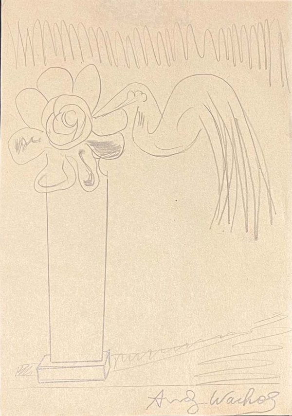 Andy Warhol, Title: Flowers (Black & White 1972), Drawing, Graphite, Ivory Wove Paper, 8¼x6 inches.