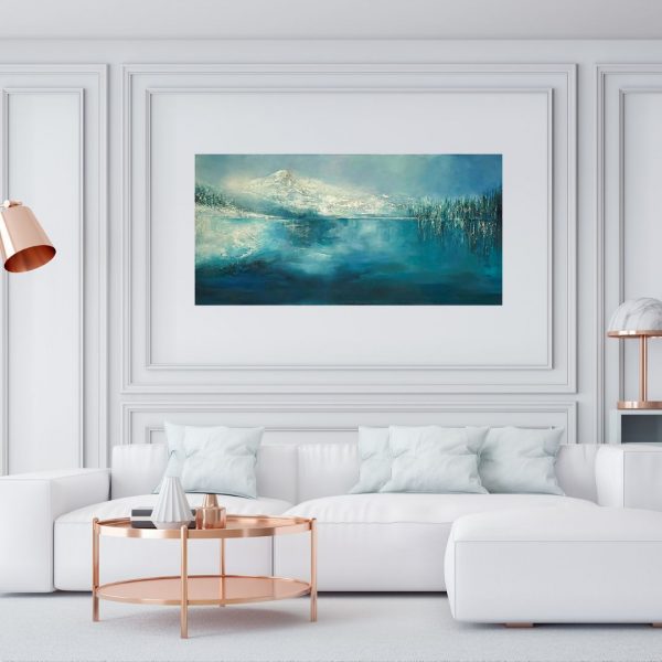 Contemporary art. Title: A Whisper of the Winter, 24x48 in by Canadian artist Farahnaz Samari.