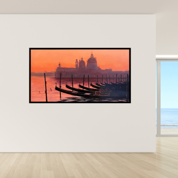 Contemporary Art. Title: Venetian Sunset, Oil on canvas, 36x60 in by Canadian Artist Kamiar Gajoum.