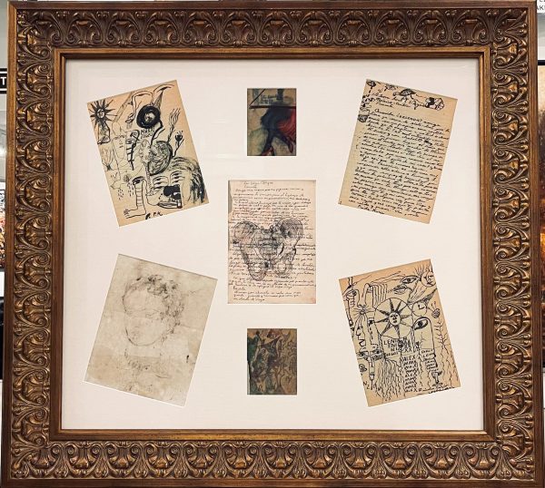 Frida Kahlo-Handwritten Letters Sketches Drawings Ⅰ - Framed Front-38.5x42 inches
