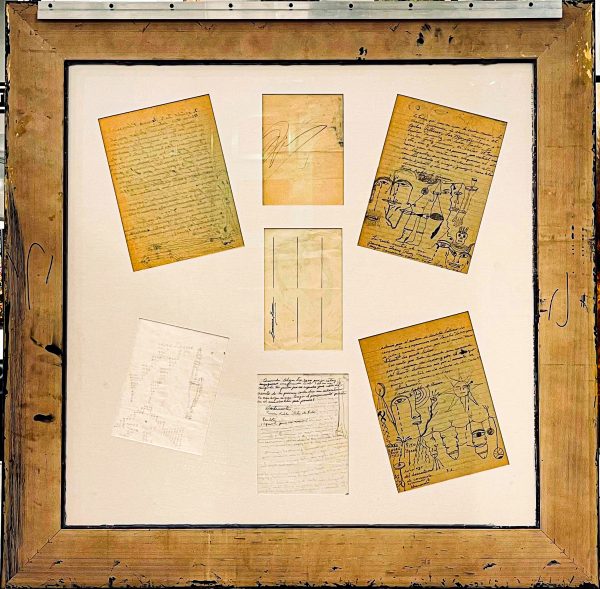 Frida Kahlo-Handwritten Letters Sketches Drawings Ⅱ-The Back 38.5x38.5 inches