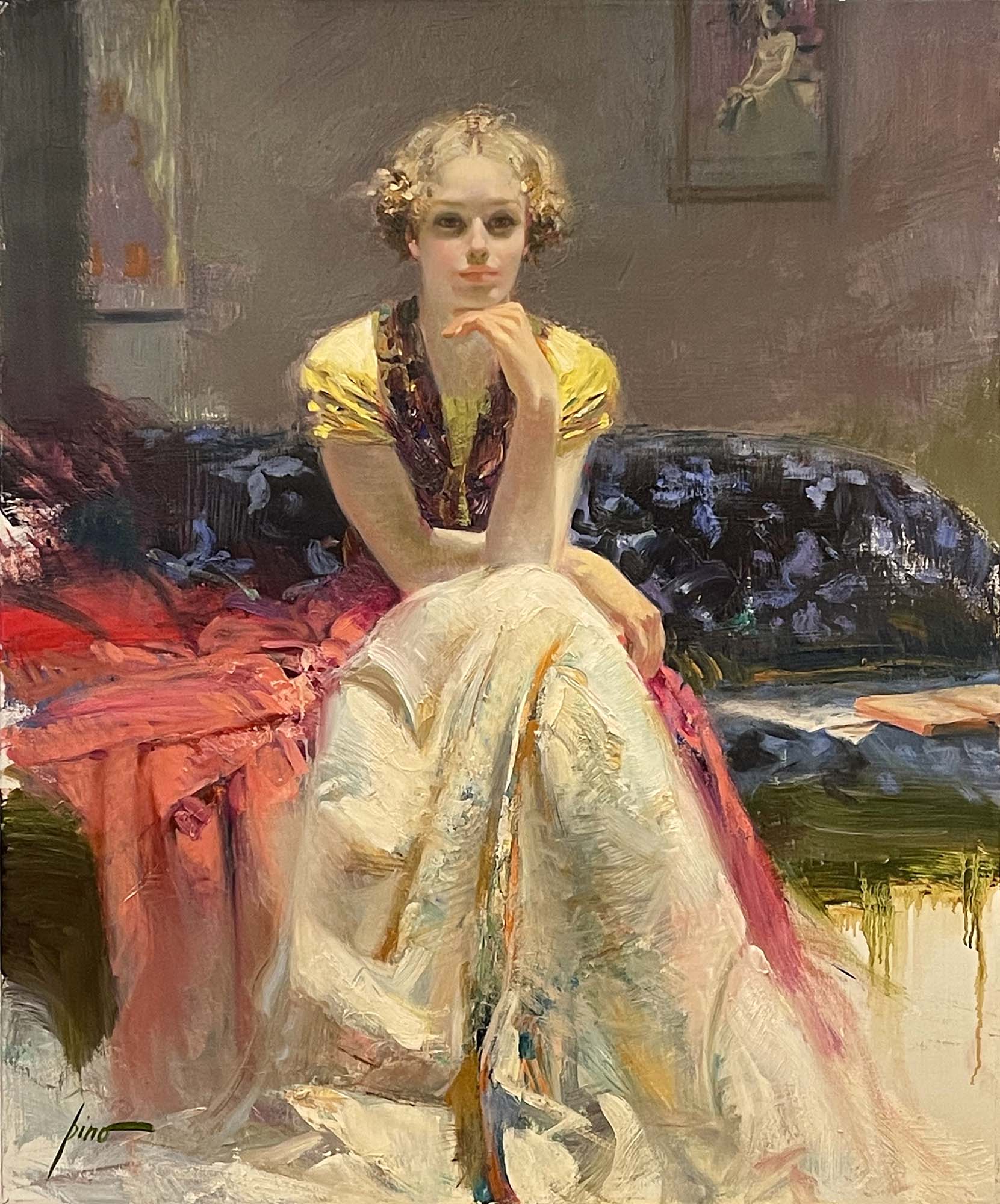 Old masters. Title: Enchantment, Oil on canvas, 36x30 in by old master Pino Daeni.