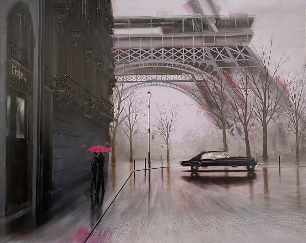 Contemporary Art. Title: À Paris_Oil on Canvas_48 x 60 in by Canadian Artist Kamiar Gajoum.