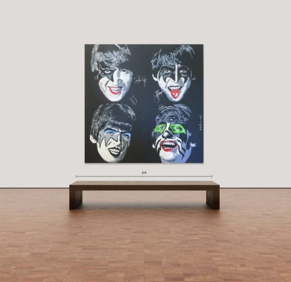 Pop Art. Title: Kiss the Beatles, Acrylic on Canvas_2009_84 x 84 in by Mr. Brainwash.