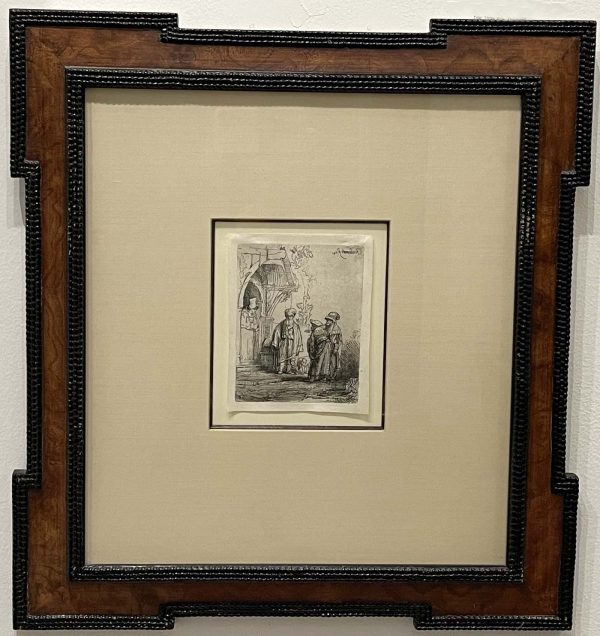 Old Master work. Title: Three Oriental Figures_ Etching_6.375 x 5.157 in_Framed by Rembrandt_van_Rijn.