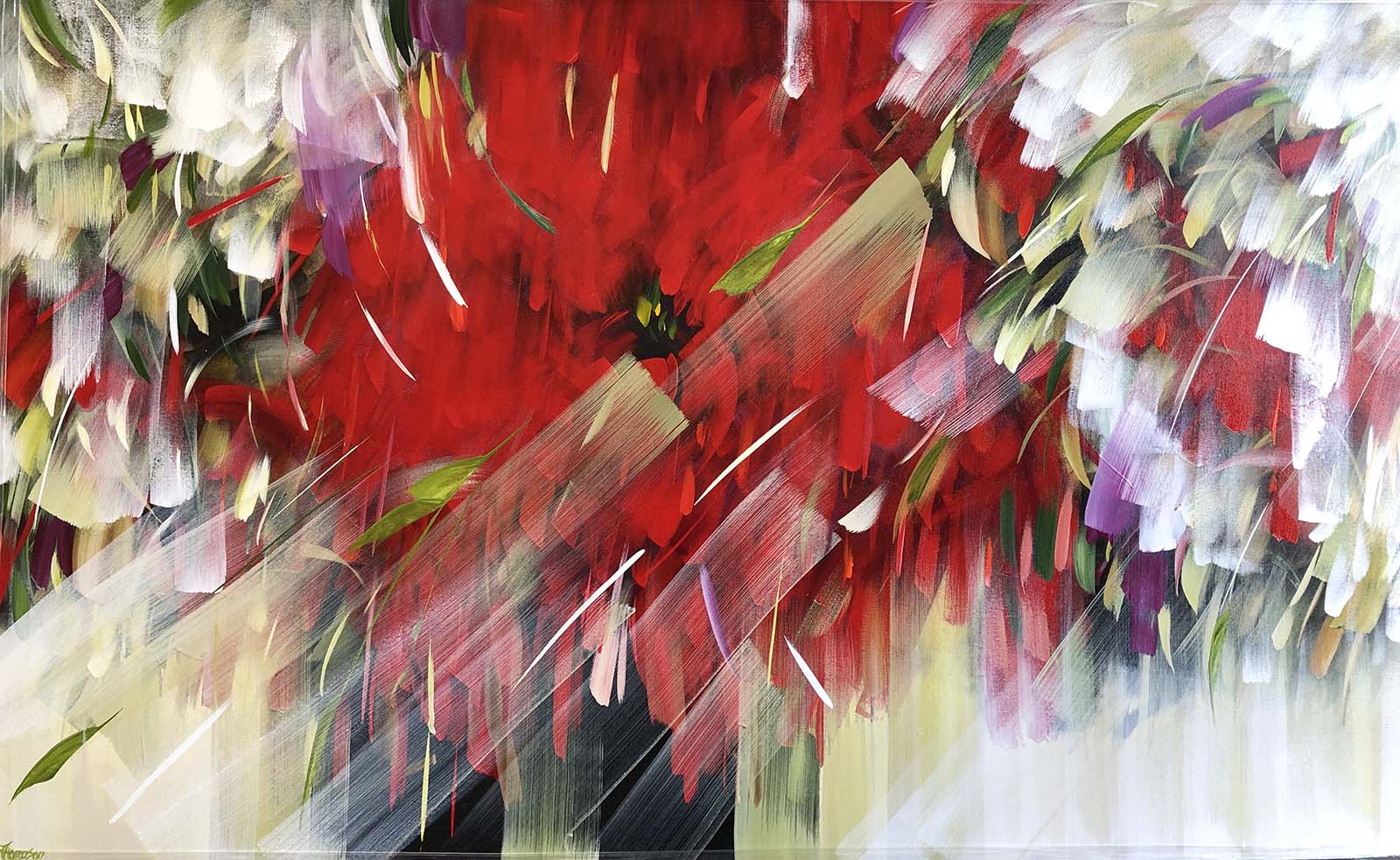 Contemporary art. Title: Aisha Dream, Acrylic on Canvas, 36 x 60 in by Canadian artist Shirley Thompson.