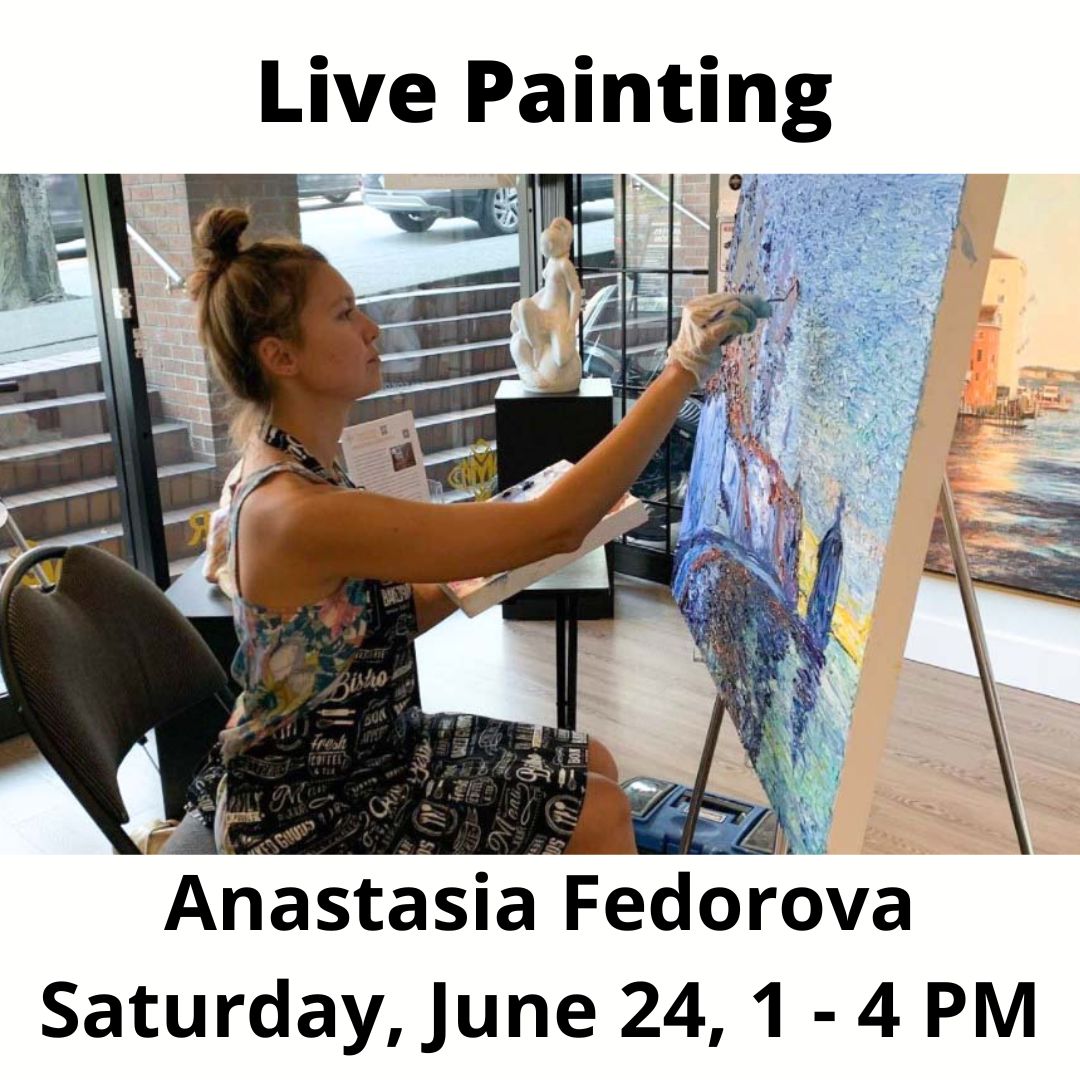 Award-winning artist Anastasia Fedorova Live Painting on June 24, 2023 in Vancouver Fine Art Gallery.