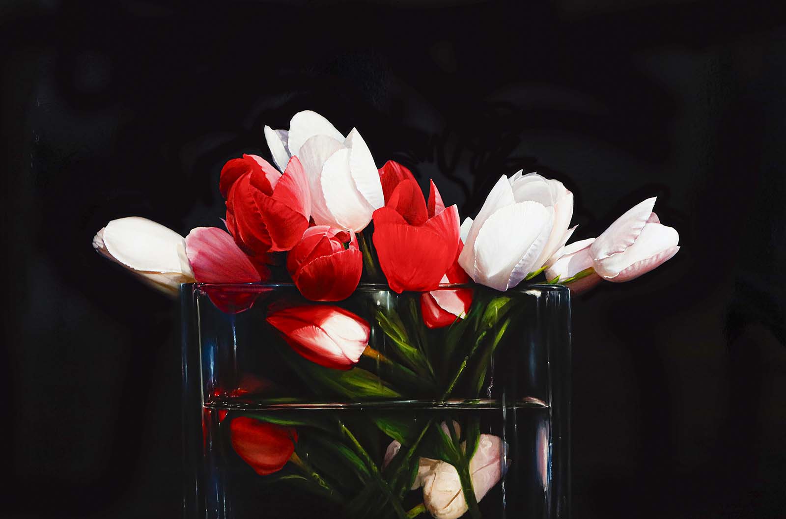 Contemporary art. Title: Tulips, Oil on Canvas, 40x60 inches by Canadian artist Alexander Sheversky.