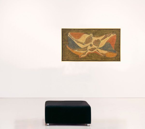 Abstract Art. Title: Continental Drift, Oil on Board, 23.5x43 in, Framed by Canadian artist Franz H. Schmidt.