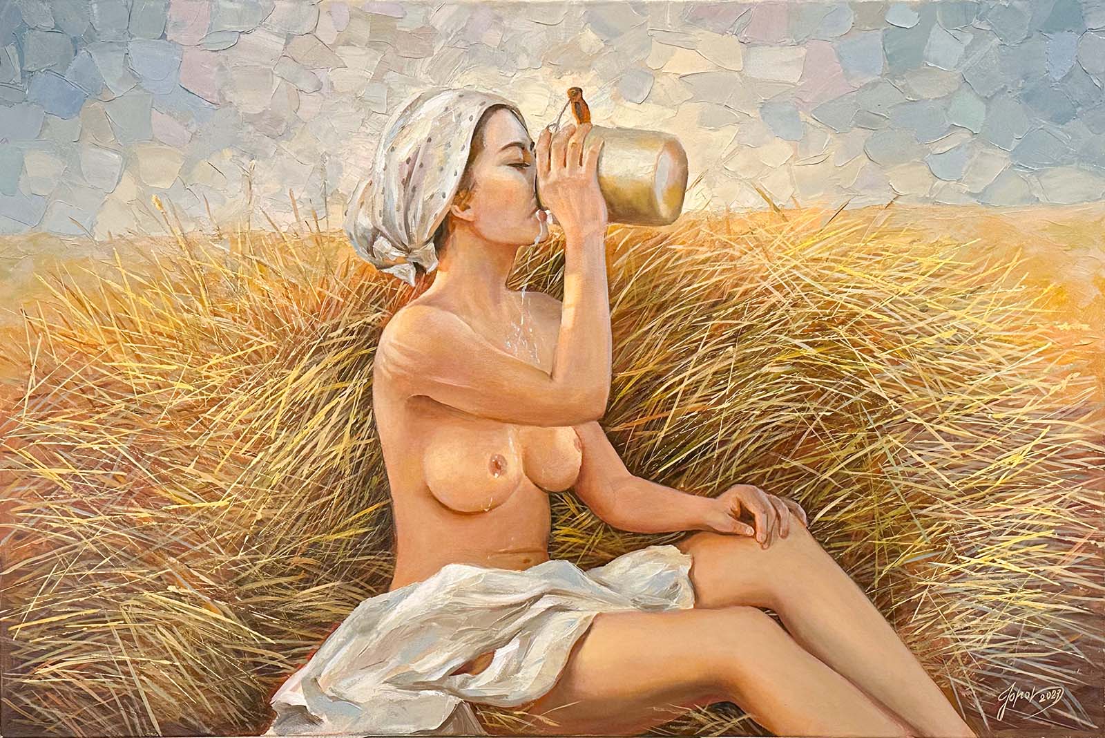 Contemporary Art. Title: Summer Heat, Oil on Canvas, 24 x 36 in by artist Mykola Yurov.
