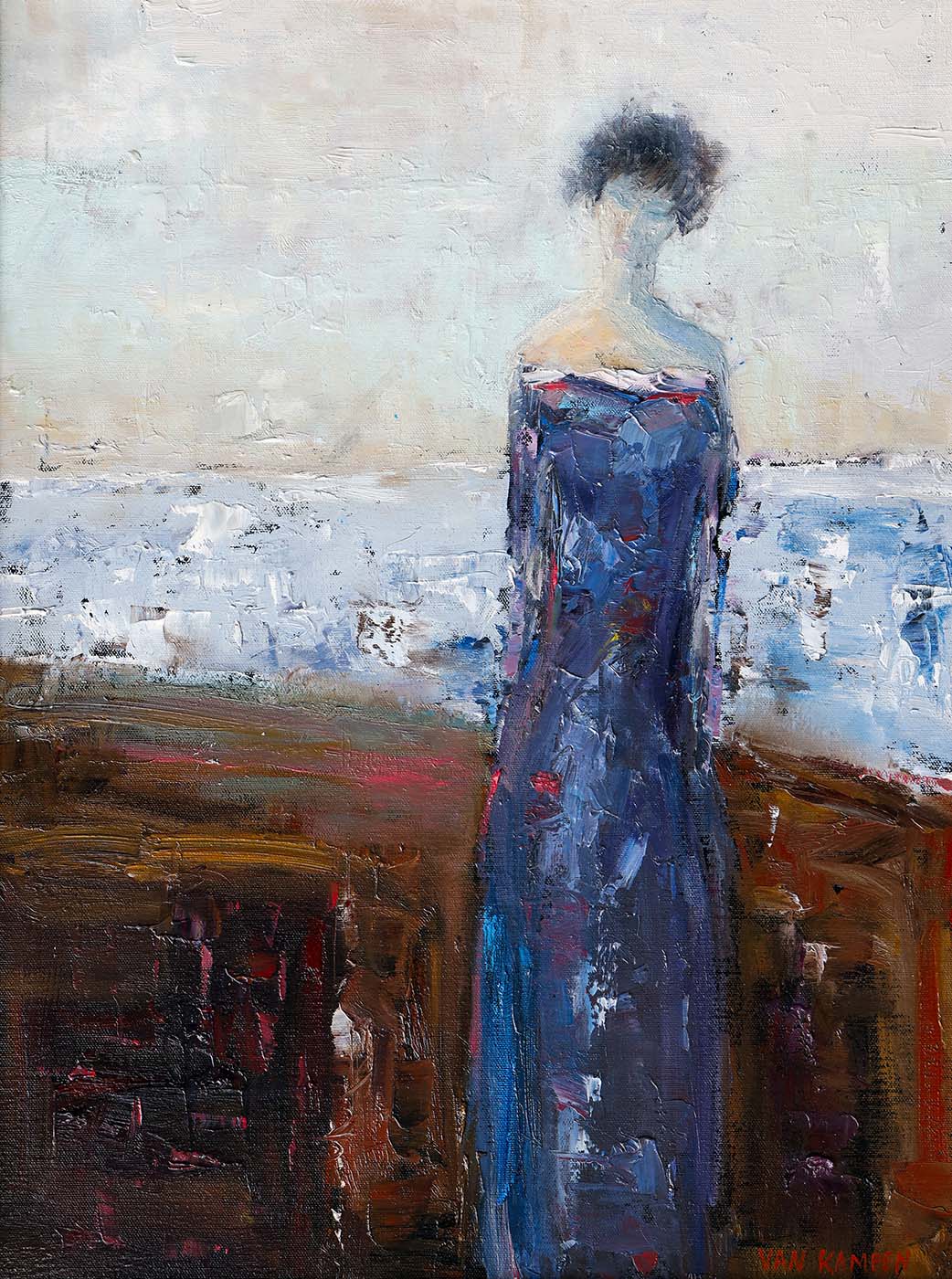 Contemporary art. Title: Serenity by the Sea, Oil on Canvas, 24x18 in by Canadian artist Katherine van Kampen.