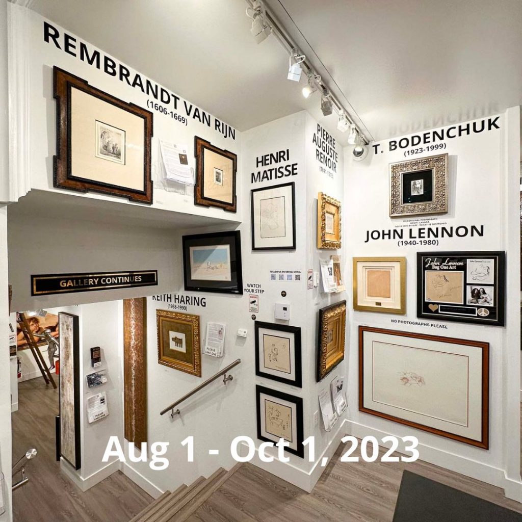 The Masters in Vancouver, exhibit, which showcases captivating pieces by Andy Warhol, Keith Haring, John Lennon, Rembrandt Van Rijn, Diego Rivera.