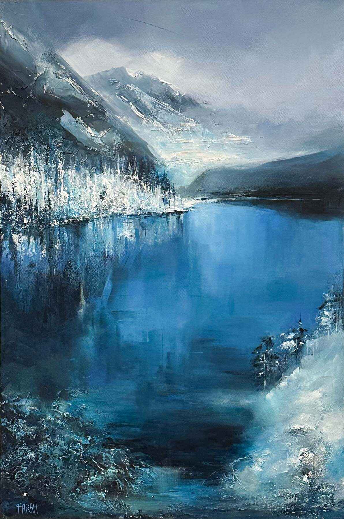 Contemporary art. Title: Lake Louise, Acrylic on Canvas, 36 x 24 in by Contemporary Canadian artist Farahnaz Samari.
