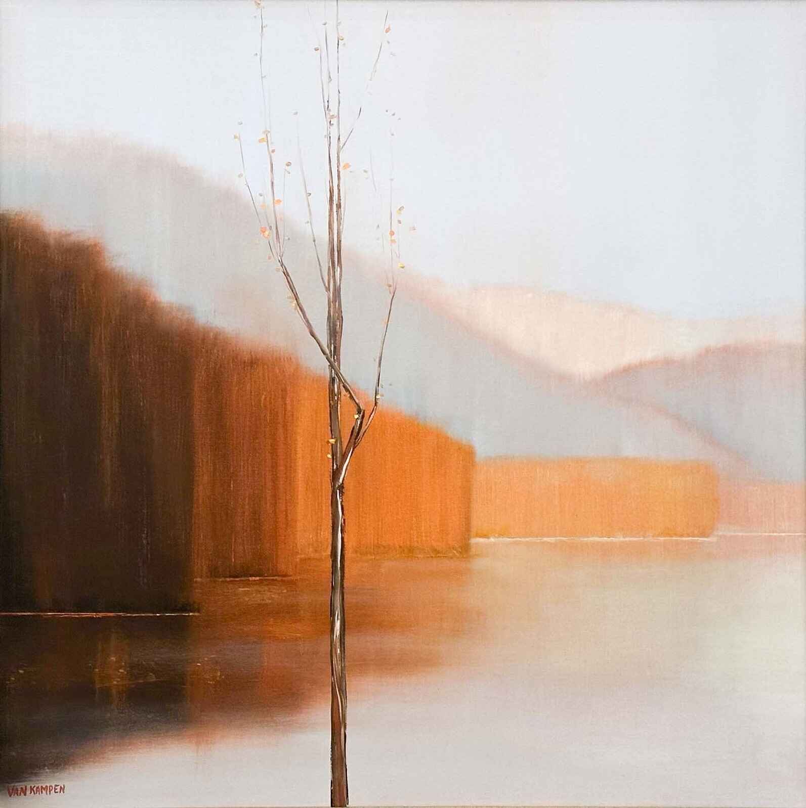 Contemporary art. Title: Autumn Splendor Ⅰ, Oil on Canvas, 30 x 30 in by Canadian artist Katherine van Kampen.