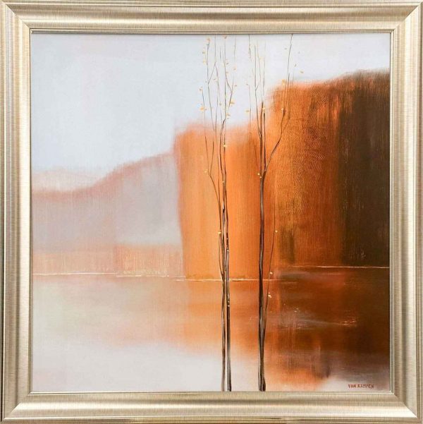 Contemporary art. Title: Autumn Splendor Ⅱ, Oil on Canvas, 30 x 30 in, Framed by Canadian artist Katherine van Kampen.