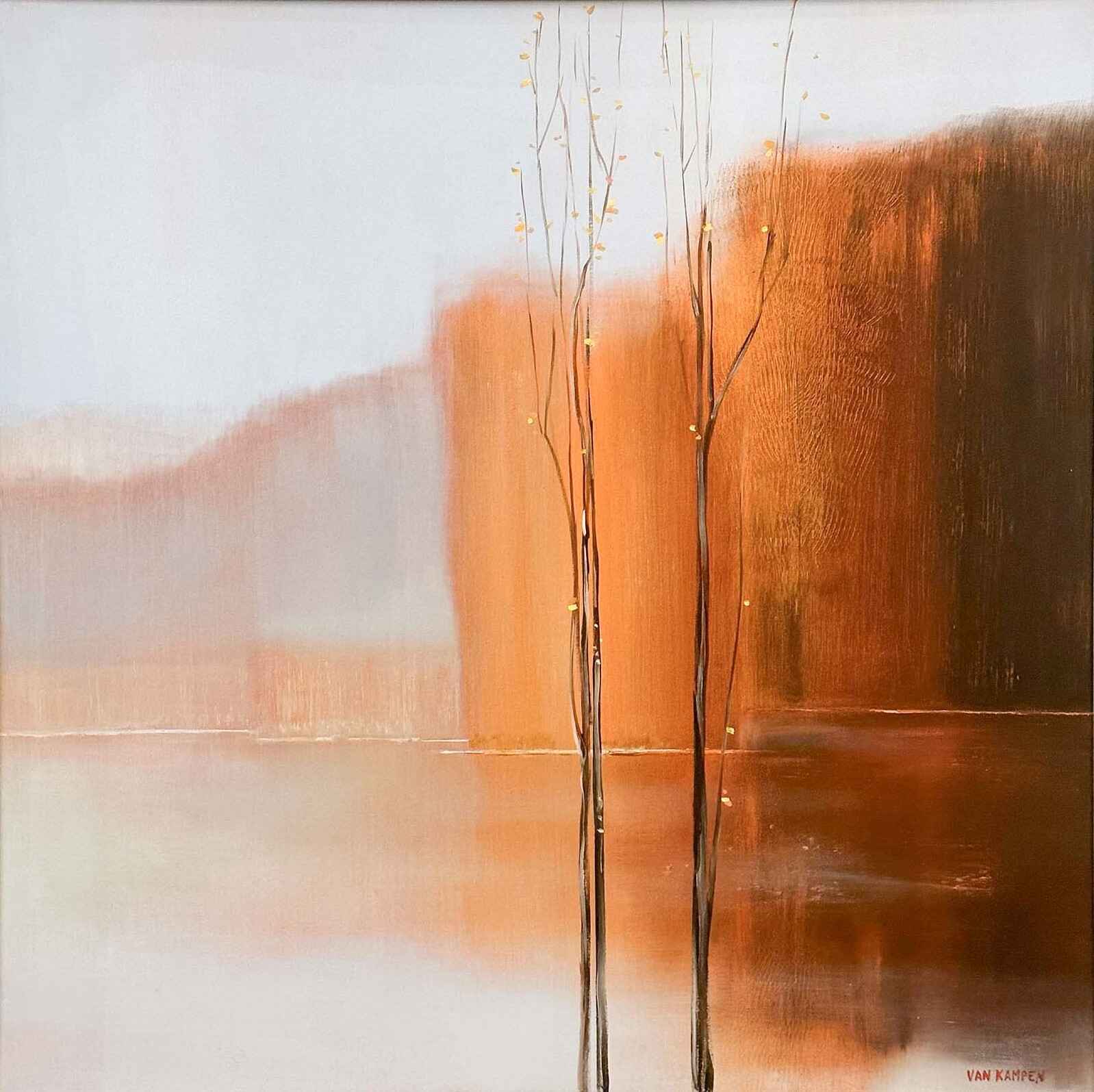 Contemporary art. Title: Autumn Splendor Ⅱ, Oil on Canvas, 30 x 30 in by Canadian artist Katherine van Kampen.