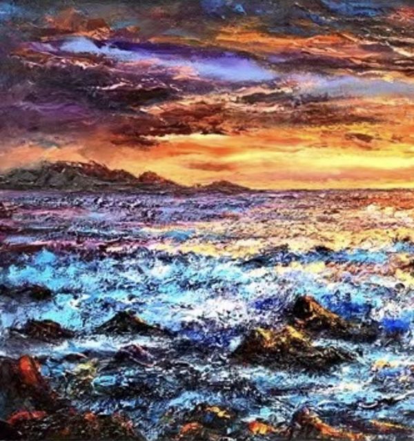 Cecilia Aisin-Gioro-The Morning of the Ocean-Oil on Canvas-35 x 35 in