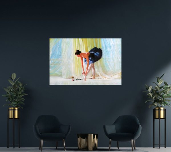 Contemporary art. Title: Ballerina in Blue, Oil on Canvas, 40 x 60 in by Canadian artist Alexander Sheversky.