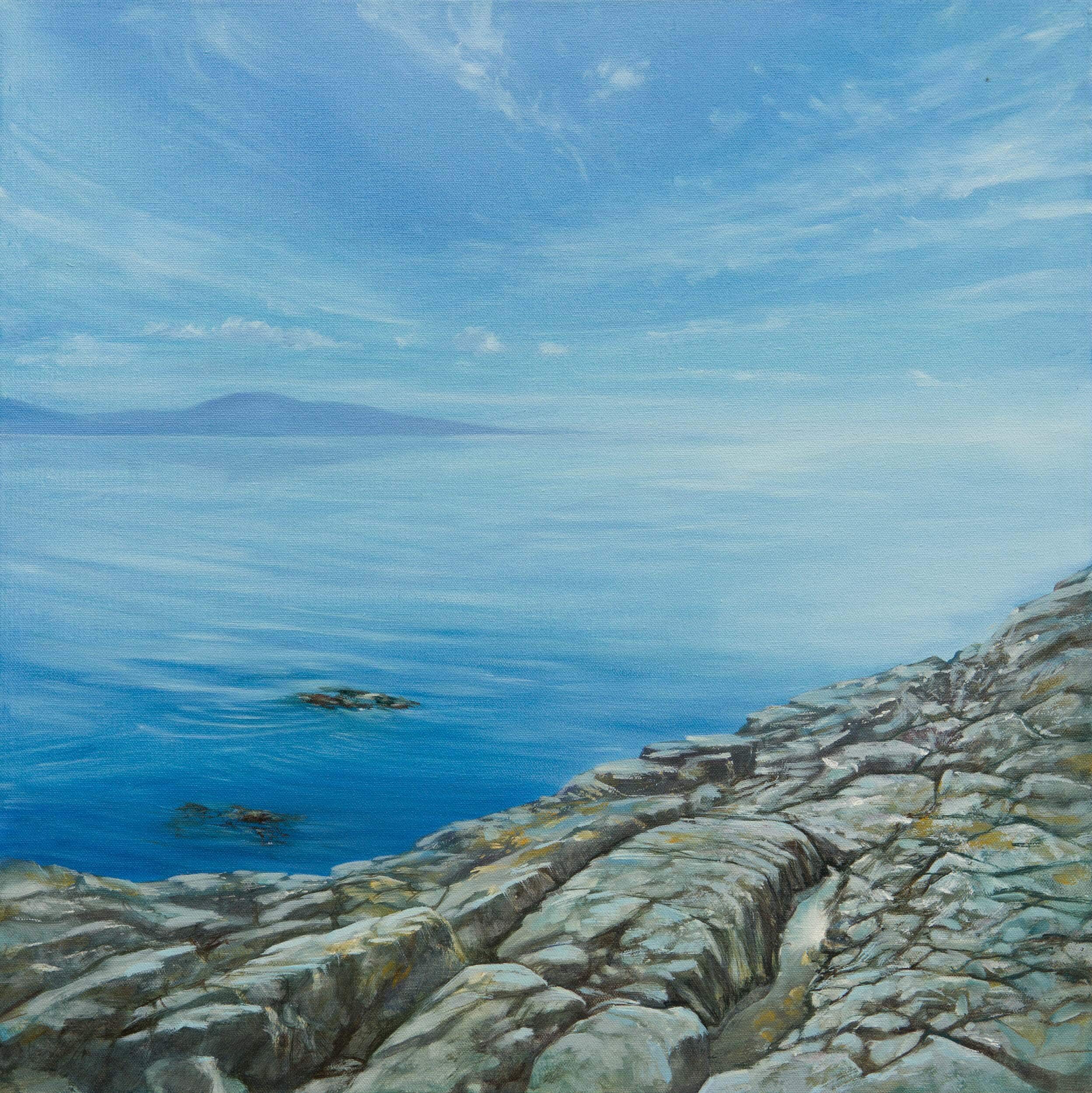 Contemporary Landscape Art. Title: Calm horizon, Oil on Canvas, 24 x 24 in by Canadian Artist Ananda Dhama.