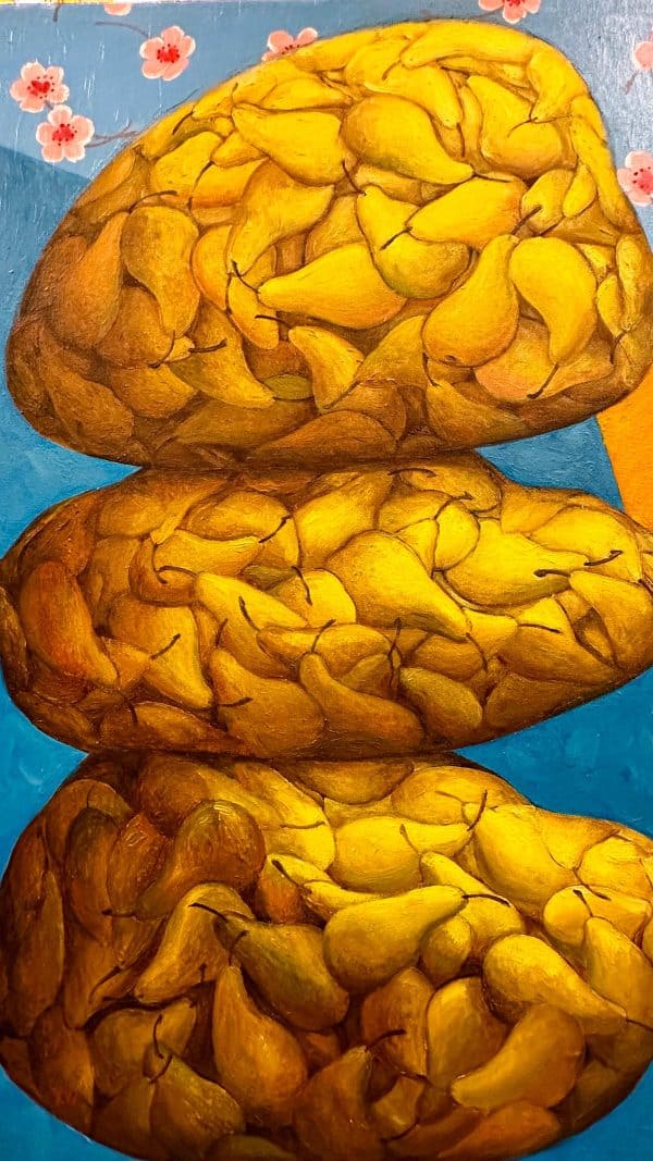 Contemporary Art. Title: Pear & Stone, Oil on Canvas, 30 x 23 in, Details by Canadian artist Wu Yang.