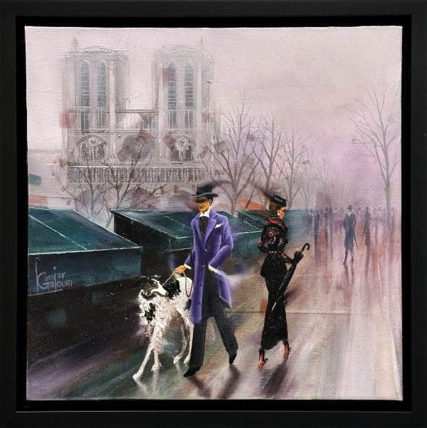 Contemporary Art. Title: Saint-Germain-des-Prés, Oil on Canvas, 12 x 12 in by Canadian Artist Kamiar Gajoum.